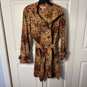 Vintage Bandolino Leopard Print Trench Coat Brown Belted Jacket Size 6